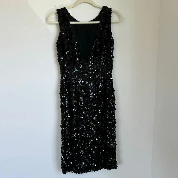 Vintage 1960's Gene Shelly Black Sequin Hourglass Gown 10